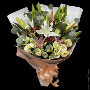 Lily White and Pink Bouquet HBL15