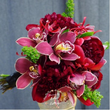 Peony and Cymbidium Orchids Luxury Bridal Bouquet
