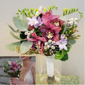 Cymbidium and freesia premium bridal bouquet