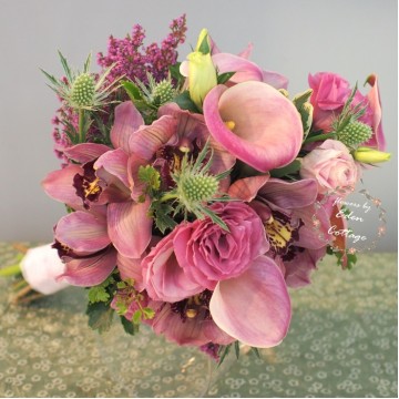 Cymbidium orchid and calla lily premium bridal bouquet